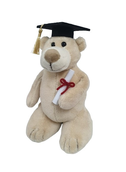 Rocky with Graduation hat and diploma.