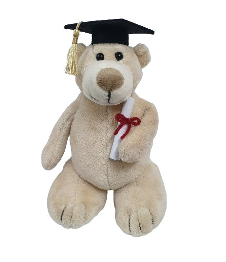 Rocky with Graduation hat and diploma.