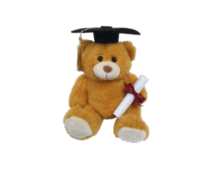 Golden Bear with Graduation Hat and Diploma