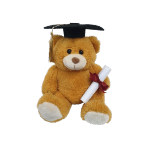 Golden Bear with Graduation Hat and Diploma