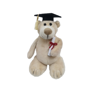 Mascot Bear with Graduation Hat and Diploma